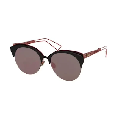 (Women) DIOR Oval Metal Frame Pink Sunglasses. DIORAMACLUBEYM55APMTBLCKCORAL