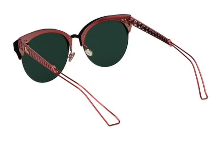 (Women) DIOR  Oval Metal Frame Pink Sunglasses. DIORAMACLUBEYM55APMTBLCKCORAL 圖 3