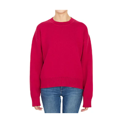 (Women) Dior Red Cashmere Knit Sweater with Back Logo and Crew Neck. 924S55AM009-4820