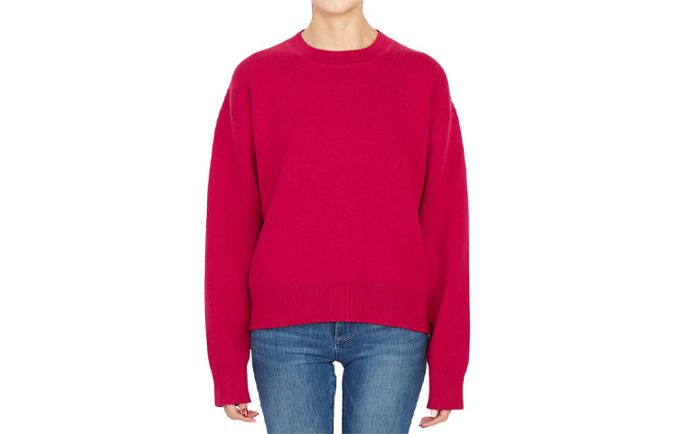 Order (W) Dior Sweater Merah Cashmere dengan Logo Belakang dan Leher Bulat. 924S55AM009-4820