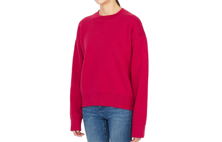 Shop (W) Dior Sweater Merah Cashmere dengan Logo Belakang dan Leher Bulat. 924S55AM009-4820