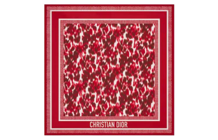 (Women) DIOR  Red Silk Scarf with Jacquard Stripe Pattern 35WID070I606-C348