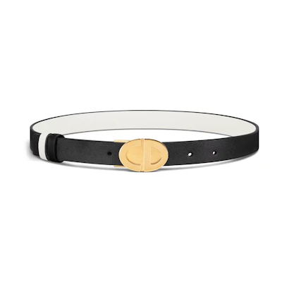 (Women) DIOR Reversible Smooth Buckle Leather Belt Black 2.2cm Wide B0497UWGAM911