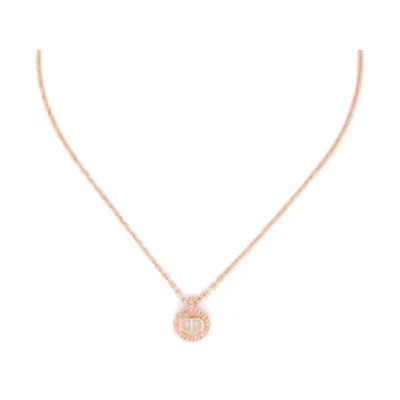 (Women) DIOR Rose Gold CD Logo Metal Necklace. N2353WOMCY-D12P