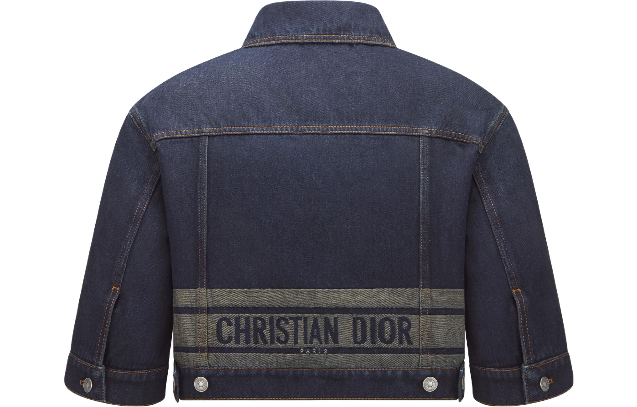 (Women) DIOR  Short Denim Jacket Blue with Colorblock Letter Pattern. 342V22A3394-X5651 圖 3