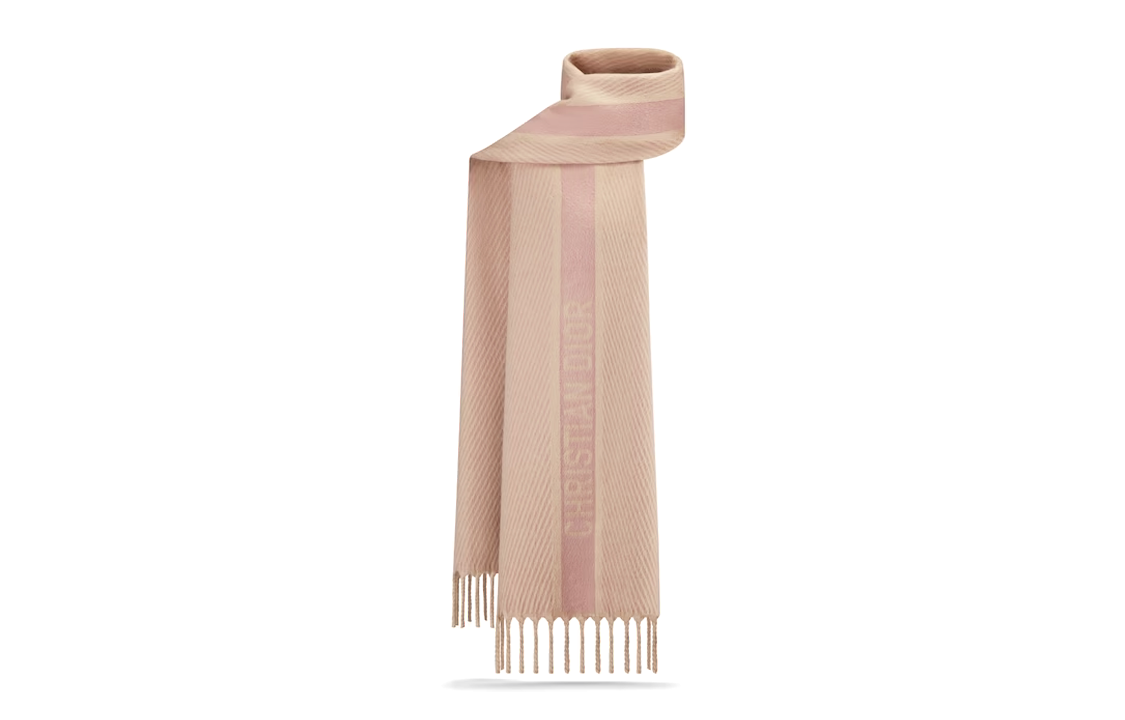 (Women) Dior  Signature Jacquard Fringed Wool Scarf in Rose Pink. 35CAM202A900-C420