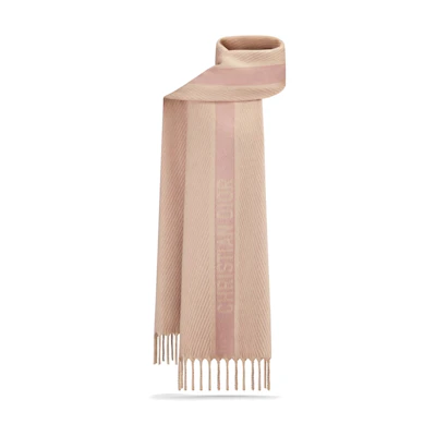 (Women) Dior Signature Jacquard Fringed Wool Scarf in Rose Pink. 35CAM202A900-C420
