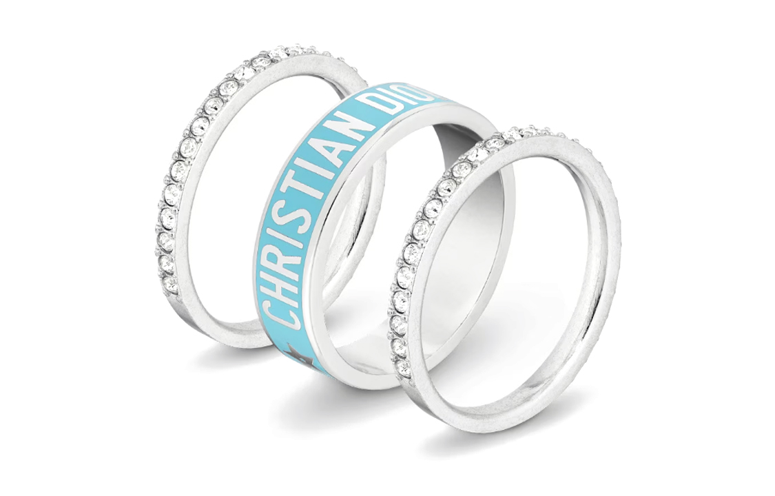 (Women) Dior  Silver Ring - Crystal, Turquoise, Metal Finish, Iconic Design. R1256ODELQD61B