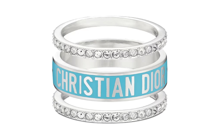Lookbook (Women) Dior  Silver Ring - Crystal, Turquoise, Metal Finish, Iconic Design. R1256ODELQD61B