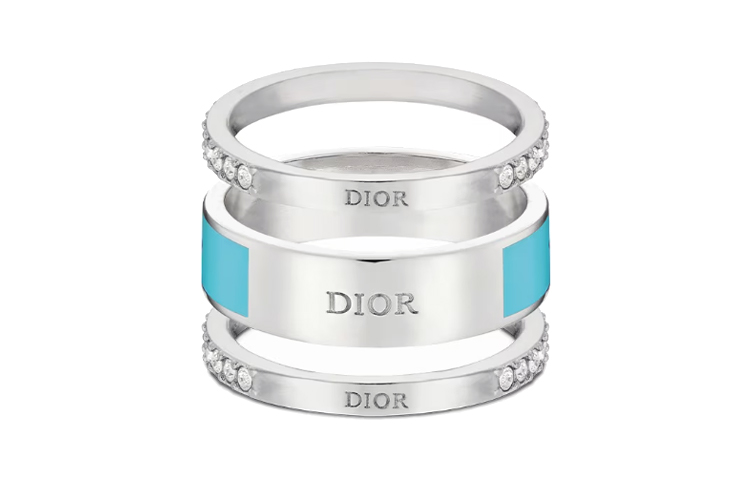 Shop (Women) Dior  Silver Ring - Crystal, Turquoise, Metal Finish, Iconic Design. R1256ODELQD61B