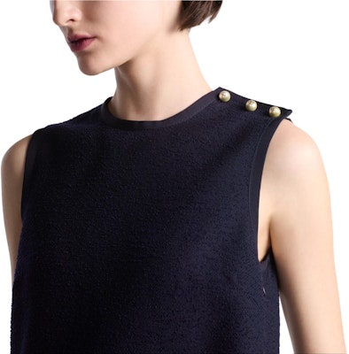 (Women) DIOR Sleeveless Navy Blue Button-Down Short Dress. 441R32A1761-X5640 1