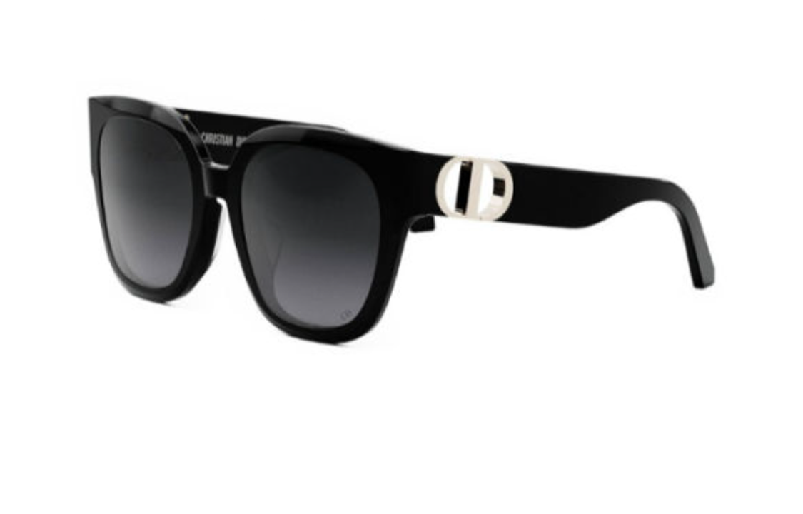 (Women) DIOR  Square Acetate Sunglasses Black/Blue with Logo Temples. 30MONTAIGNES10F