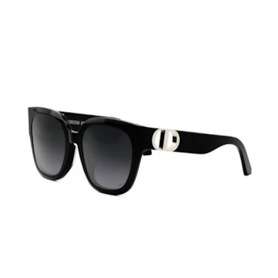 (Women) DIOR Square Acetate Sunglasses Black/Blue with Logo Temples. 30MONTAIGNES10F