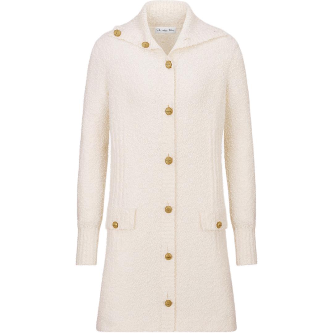 (Women) DIOR  SS24 Solid Button-Up Knit Cardigan in Off-White. 454G01AM709-X0200 圖 2