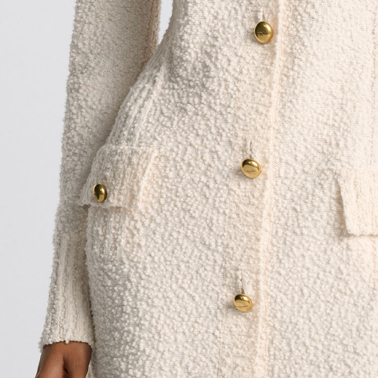 (Women) DIOR  SS24 Solid Button-Up Knit Cardigan in Off-White. 454G01AM709-X0200 圖 7