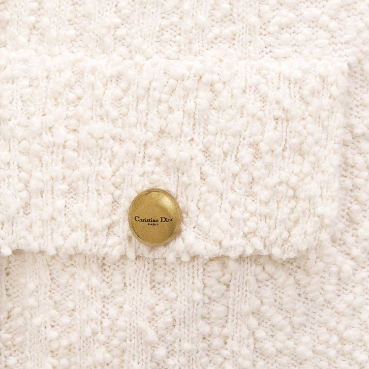 (Women) DIOR  SS24 Solid Button-Up Knit Cardigan in Off-White. 454G01AM709-X0200 圖 8