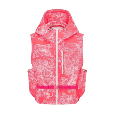 (Women) DIOR Taffeta Animal Jacquard Hooded Zipper Vest. 217G17A2826-X4856