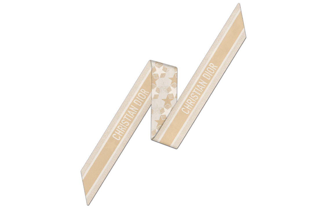 (Women) DIOR Étoile Gold Silk Scarf for Women - Mitzah Twill Fabric 21DST106I605-CO90 圖 3