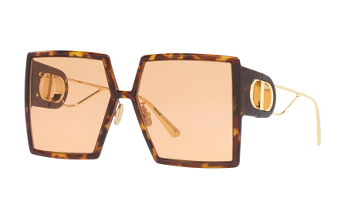 (Women) DIOR  Tortoiseshell Irregular Acetate Sunglasses with Cutout Logo. 30MONTAIGNE SU 26L0
