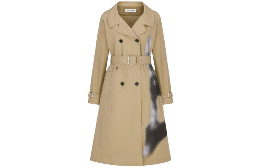 Order (Women) DIOR  Trench Coat Khaki Colorblock Double-Breasted Long Sleeve Jacket. 427M13A3995-X1880