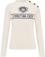 (Women) DIOR White Cashmere Sweater with Letter Inlay Design. 424S94BM054-X0853 (Women) DIOR White Cashmere Sweater with Letter Inlay Design. 424S94BM054-X0853