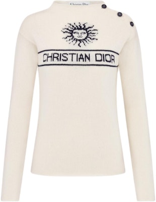 (W) DIOR Sweater Putih Cashmere dengan Desain Huruf Inlay. 424S94BM054-X0853 Order (W) DIOR Sweater Putih Cashmere dengan Desain Huruf Inlay. 424S94BM054-X0853