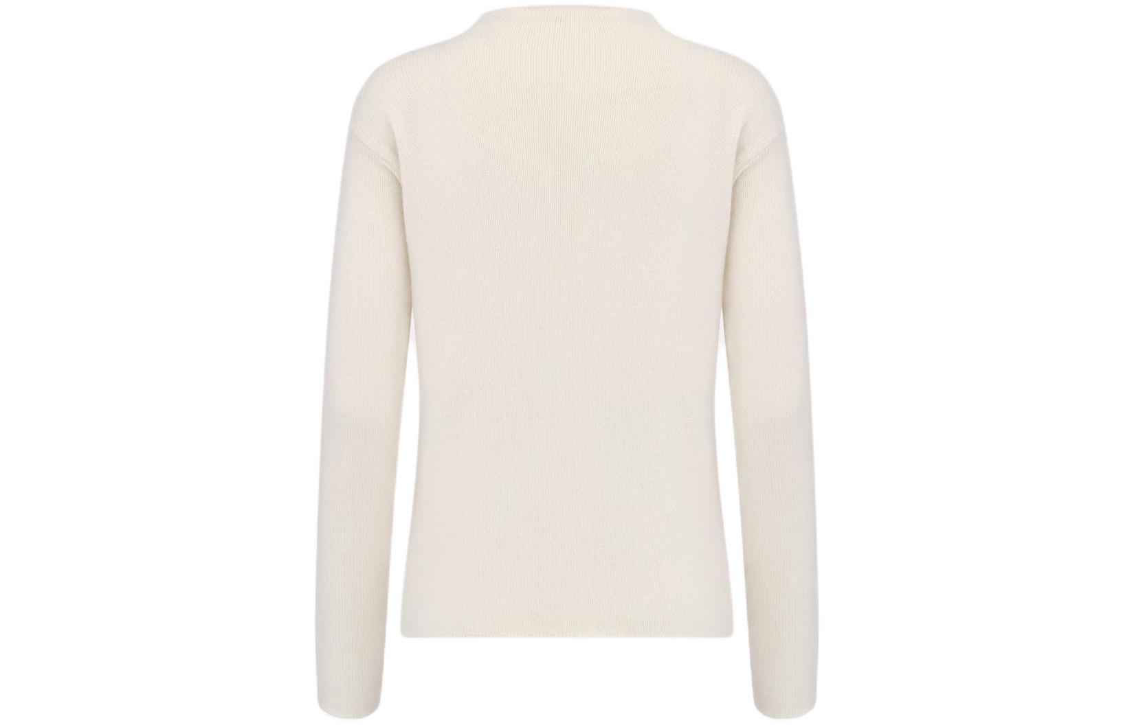 Lookbook (W) DIOR Sweater Putih Cashmere dengan Desain Huruf Inlay. 424S94BM054-X0853