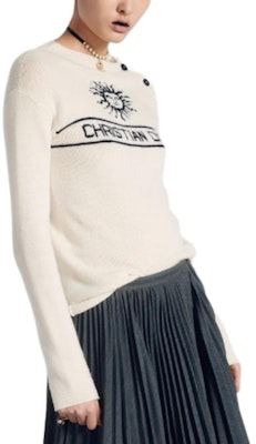 (W) DIOR Sweater Putih Cashmere dengan Desain Huruf Inlay. 424S94BM054-X0853 Shop (W) DIOR Sweater Putih Cashmere dengan Desain Huruf Inlay. 424S94BM054-X0853