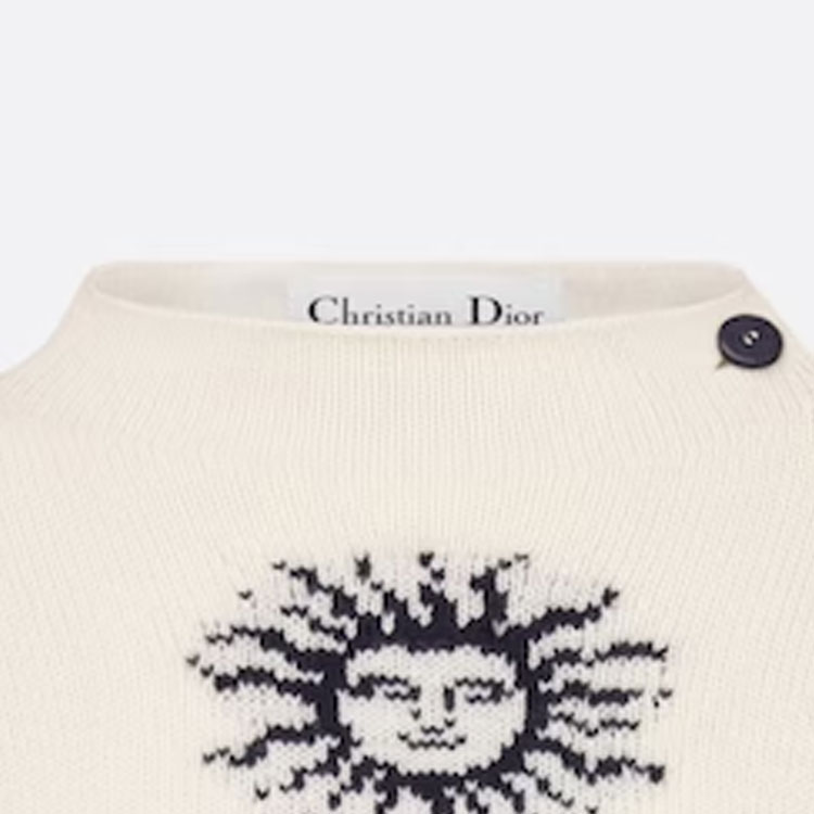 Details for (W) DIOR Sweater Putih Cashmere dengan Desain Huruf Inlay. 424S94BM054-X0853