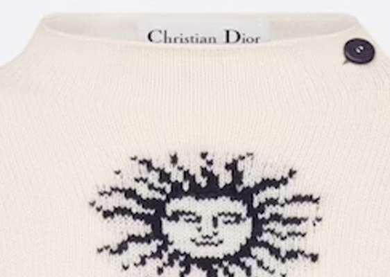 (W) DIOR Sweater Putih Cashmere dengan Desain Huruf Inlay. 424S94BM054-X0853 Details for (W) DIOR Sweater Putih Cashmere dengan Desain Huruf Inlay. 424S94BM054-X0853