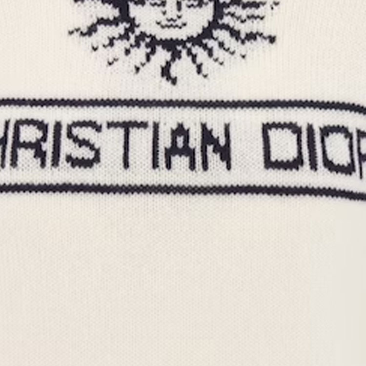 Sizing (W) DIOR Sweater Putih Cashmere dengan Desain Huruf Inlay. 424S94BM054-X0853