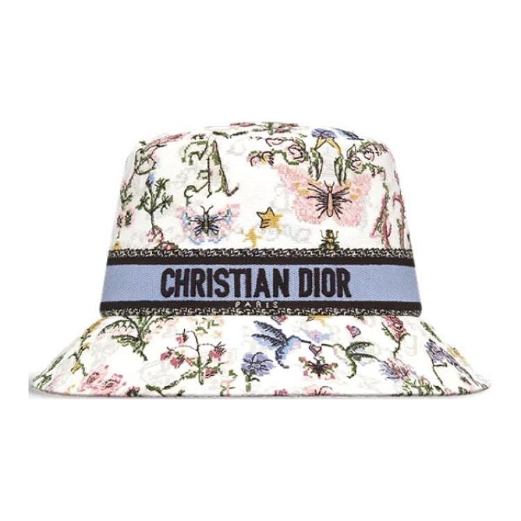 Lookbook (W) DIOR Topi Baldi Putih Sulaman Cross-Stitch Kapas Polipropilena. CPB6062XBCD_C070
