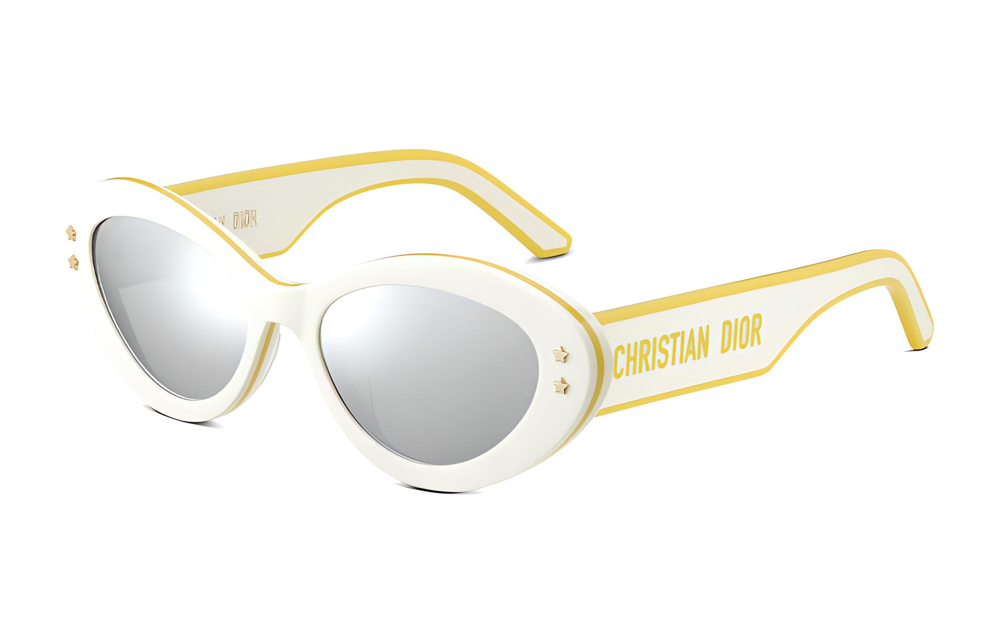 (Women) Dior  White Irregular Frame Sunglasses with Side Logo Design DPFCB1UQR-95A4