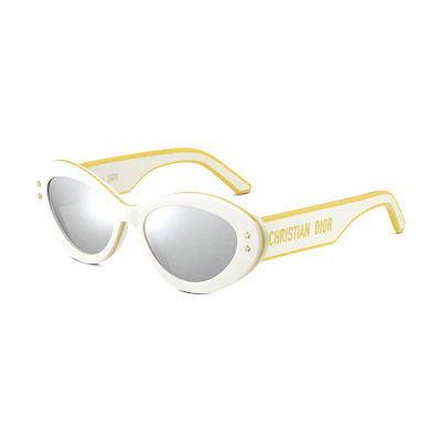 (Women) Dior White Irregular Frame Sunglasses with Side Logo Design DPFCB1UQR-95A4