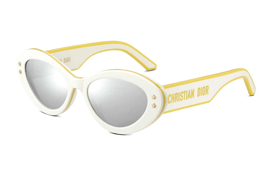 Order (W) 迪奥 白色不规则框架太阳镜带侧面标志设计 DPFCB1UQR-95A4