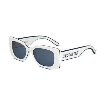 (Women) DIOR White Irregular Shape Sunglasses with Side Letter Detail. DPFCS1UQR95B0