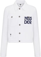 (Women) DIOR White Letter Print Single-Breasted Short Denim Jacket. 452V11A3387-X5803 (Women) DIOR White Letter Print Single-Breasted Short Denim Jacket. 452V11A3387-X5803