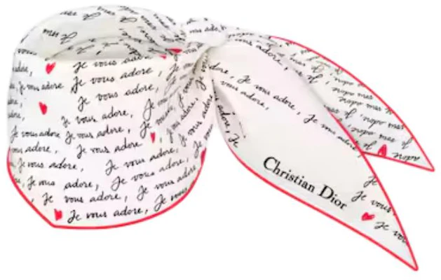 (Women) DIOR White Limited Edition Silk Scarf with Heart Letter Print Design. 45ADO101I608_C089 Lookbook (Women) DIOR White Limited Edition Silk Scarf with Heart Letter Print Design. 45ADO101I608_C089