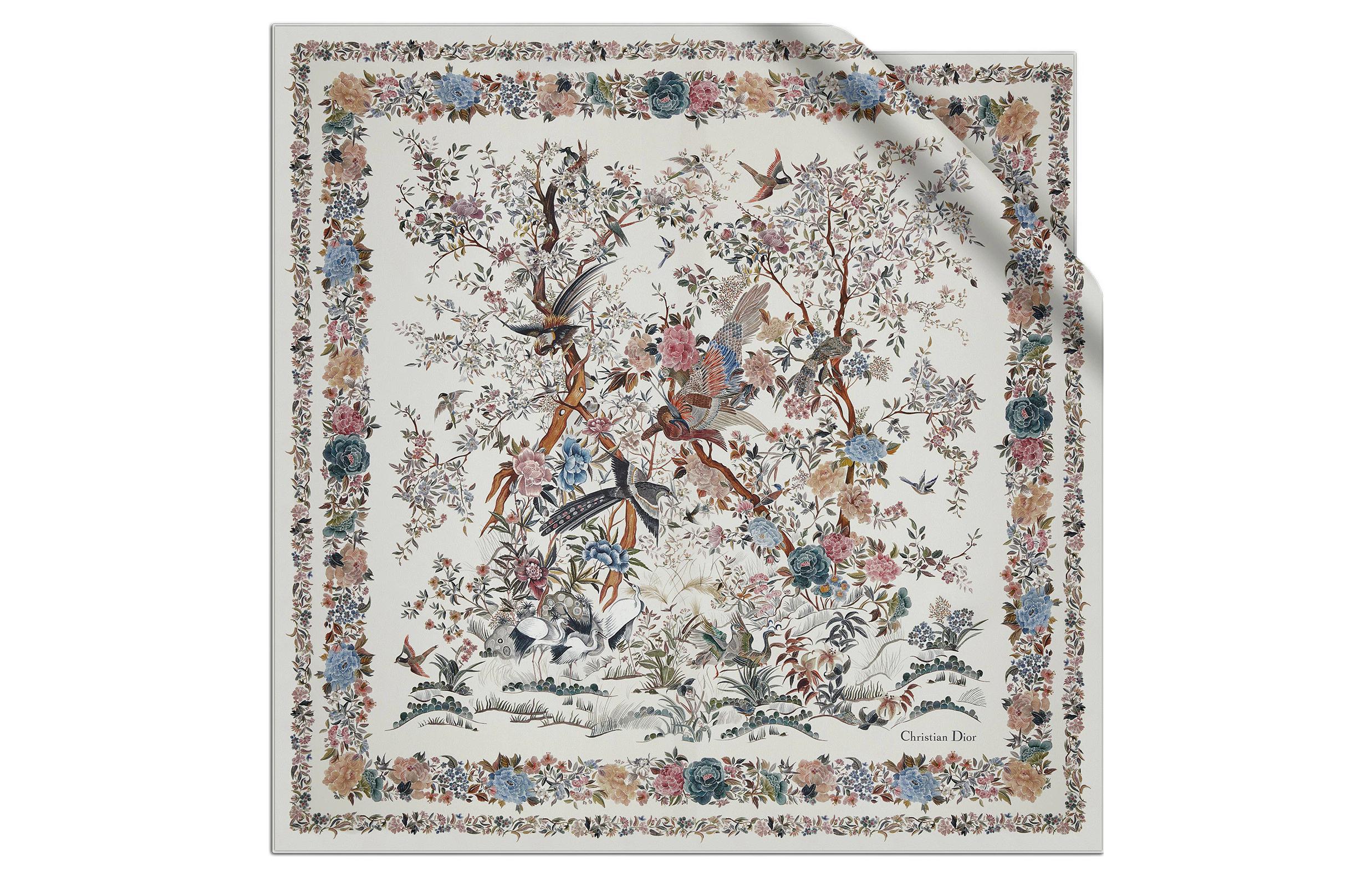 (Women) Dior  White Silk Twill Scarf with Print 25JAH090I606-C087