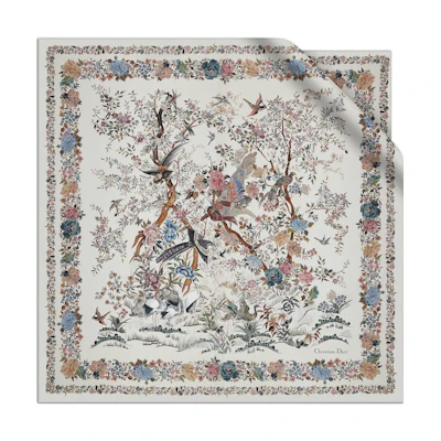 (Women) Dior White Silk Twill Scarf with Print 25JAH090I606-C087