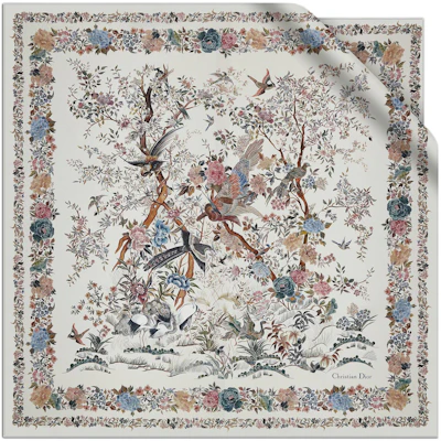 (Women) Dior White Silk Twill Scarf with Print 25JAH090I606-C087 Order (Women) Dior White Silk Twill Scarf with Print 25JAH090I606-C087