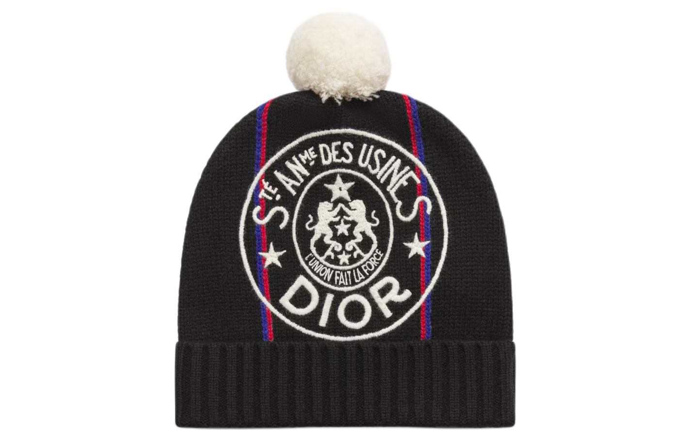 (Women) DIOR  Wool Cashmere Knit Beanie Black with Embroidered Logo. 34UFO705I170C900
