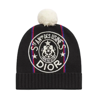 (Women) DIOR Wool Cashmere Knit Beanie Black with Embroidered Logo. 34UFO705I170C900