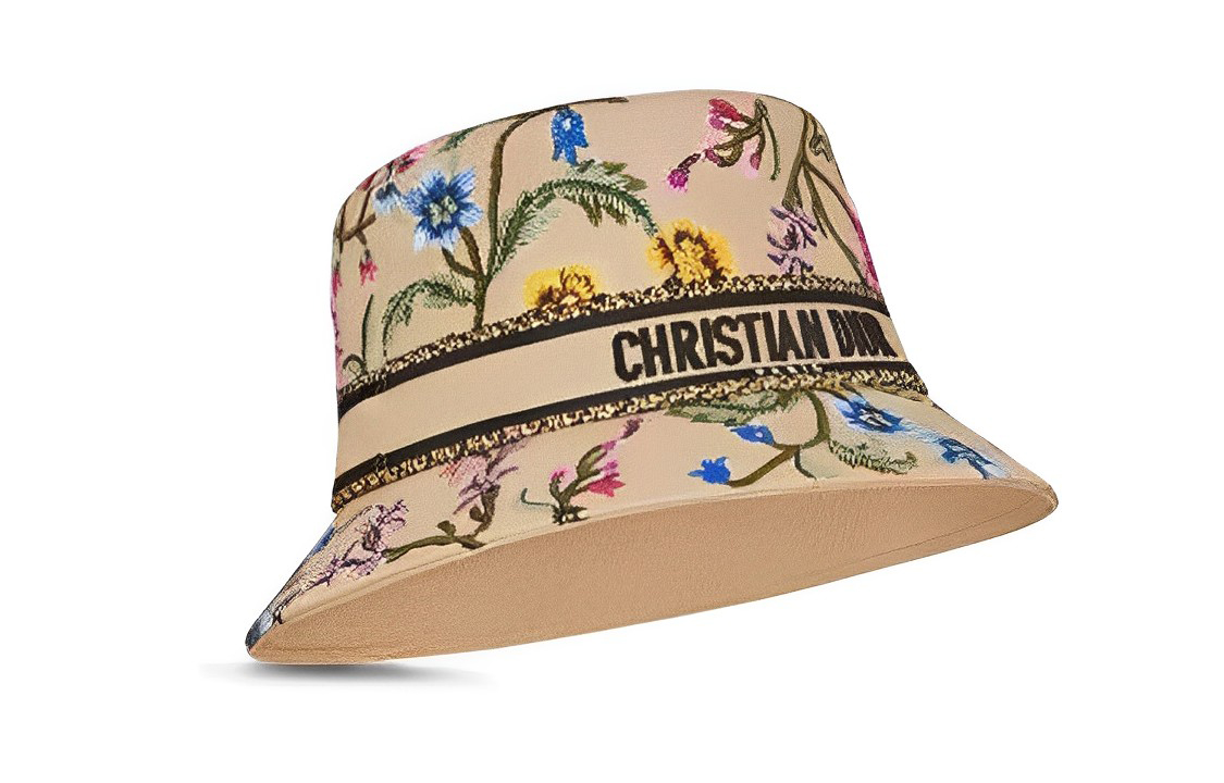 (Women) DIOR  Yellow Embroidered Letter Bucket Hat 32PFL923X175C180