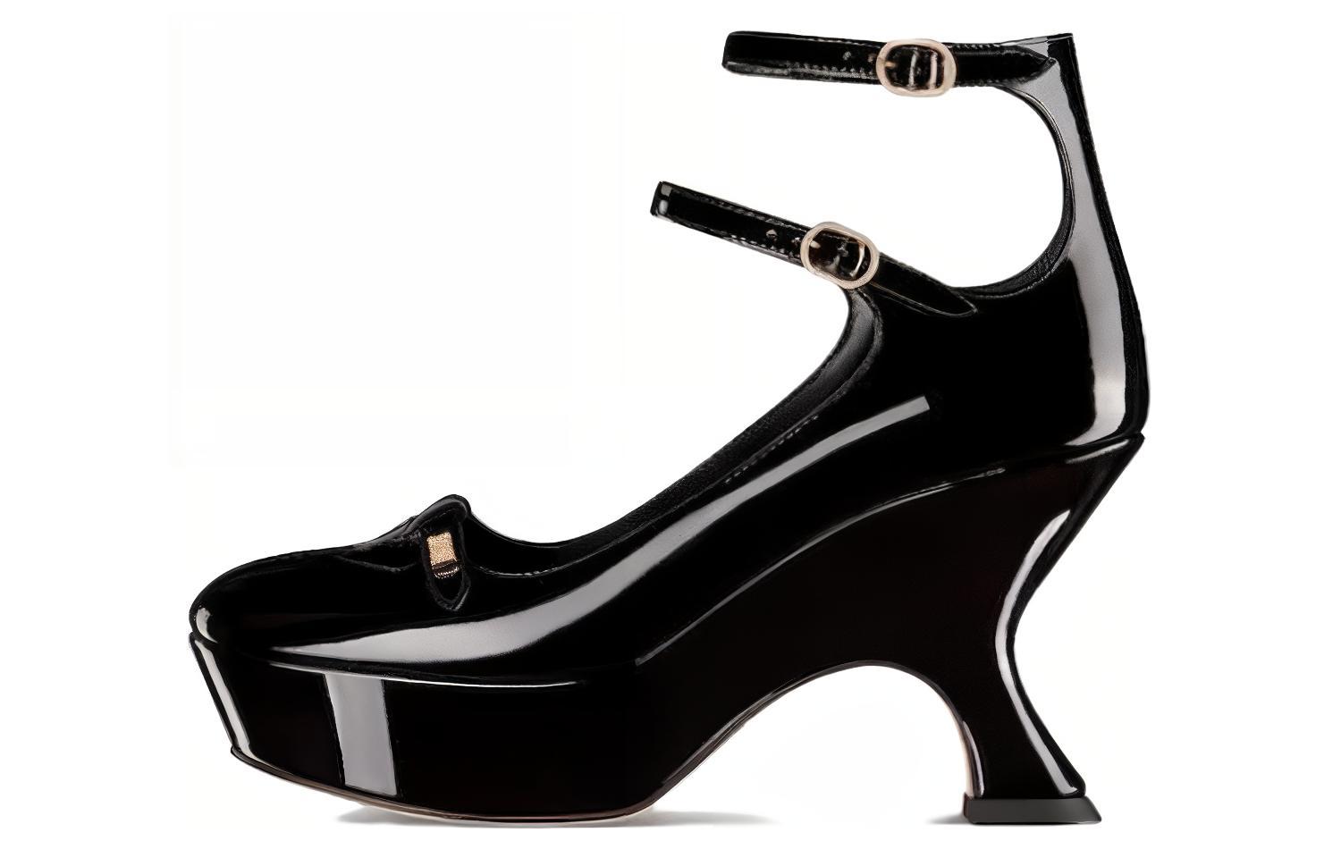 (Women) Dior Aime Dior Patent Leather Black 'Fashion Buckle Chunky Heel' KCV036VNI_S900