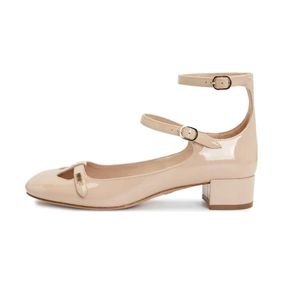 (W) Dior Aime Logo Buckle Block Heel 'Nude'