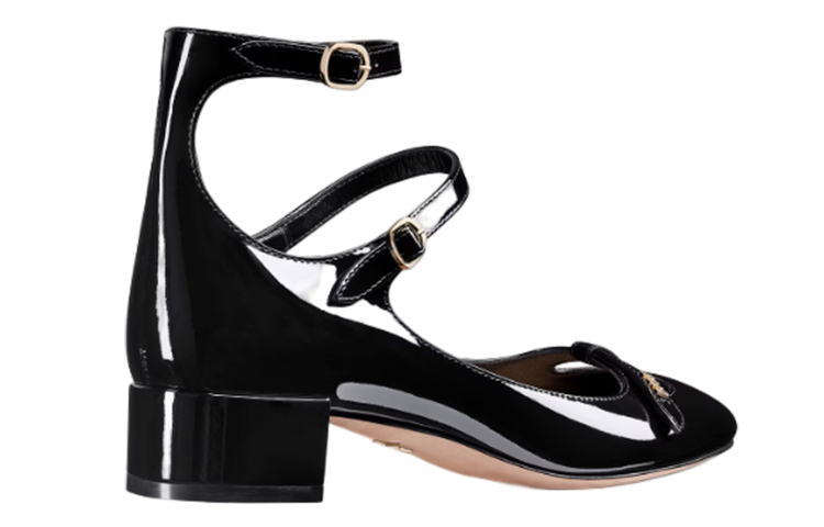 Shop (W) Dior Aime Patent Hitam 'Logo Buckle Flats' KDB805VNI_S900