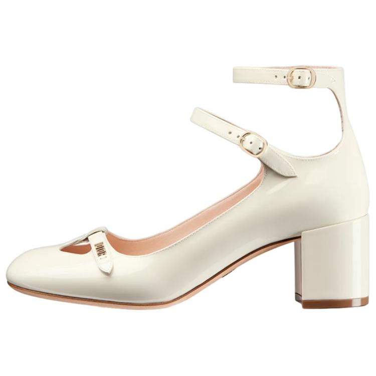 Buy (W) Dior Aime Kulit Lembu 'White Buckle Heel' Tumit Putih KDV042VNI_S03W