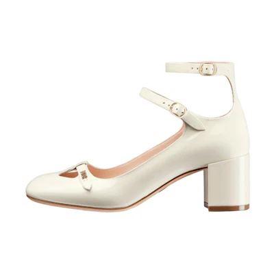 (W) Dior Aime Patent Leather Calfskin 'White Buckle Heel'