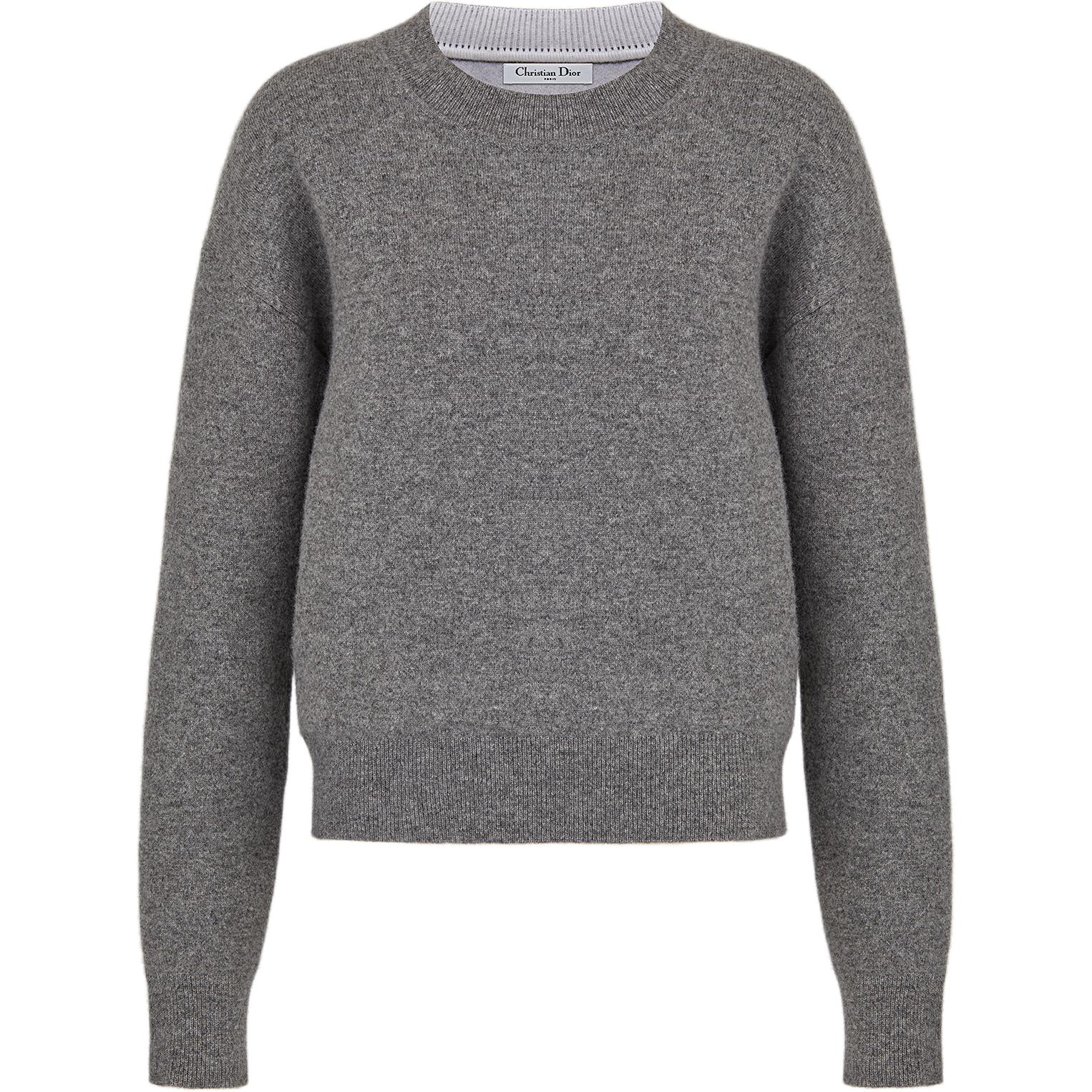 (Women) Dior Alphabet Print Grey Crewneck Sweatshirt 924S55AM009-X8805